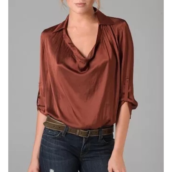 Vince Tops 12 Satin Deep Cowl Neck Blouse Top Draped Poshmark